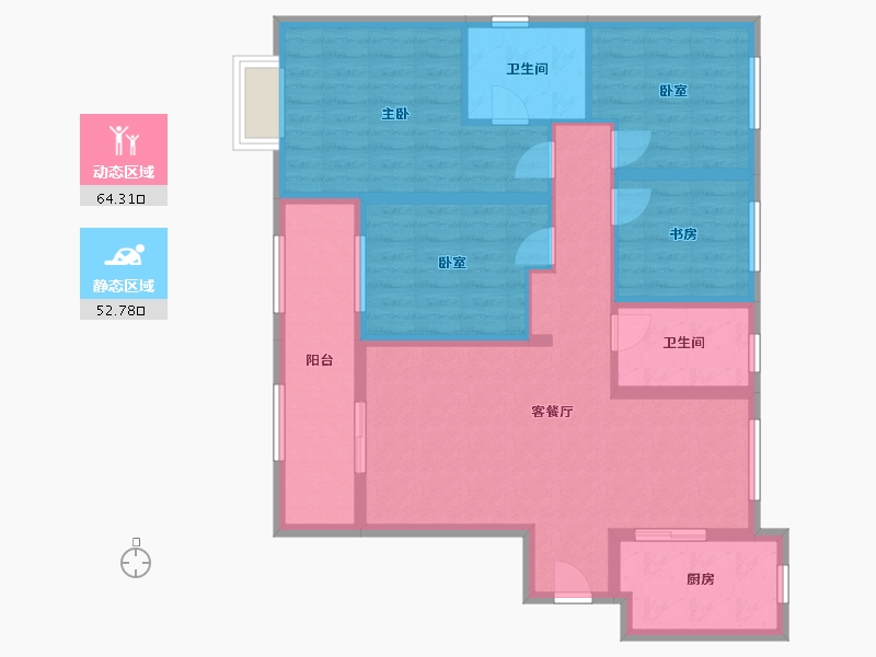 陕西省-西安市-大华锦绣前城-115.02-户型库-动静分区