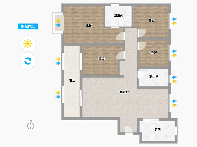 陕西省-西安市-大华锦绣前城-115.02-户型库-采光通风