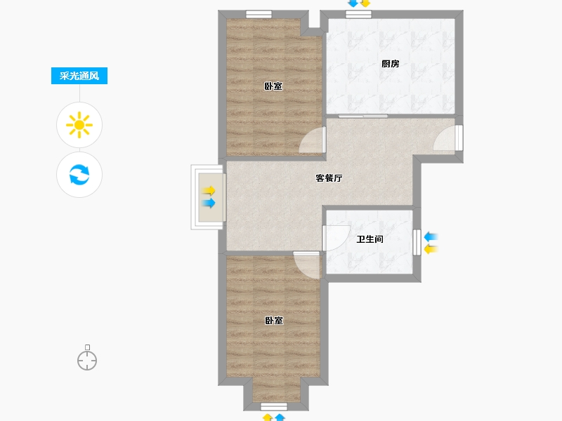北京-北京市-广安康馨家园南区-57.87-户型库-采光通风
