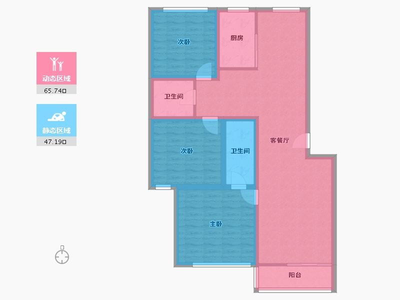 北京-北京市-垡头翠成馨园-101.24-户型库-动静分区