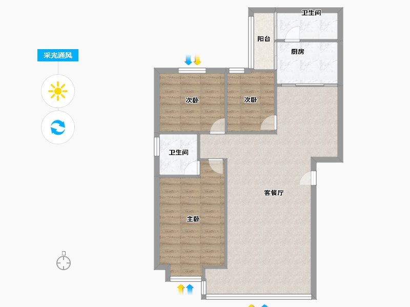 广东省-佛山市-碧翠豪城-91.00-户型库-采光通风