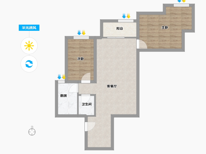 北京-北京市-天怡家园-60.95-户型库-采光通风