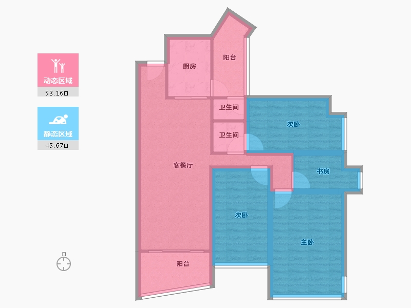 重庆-重庆市-雅居乐国际花园-87.30-户型库-动静分区