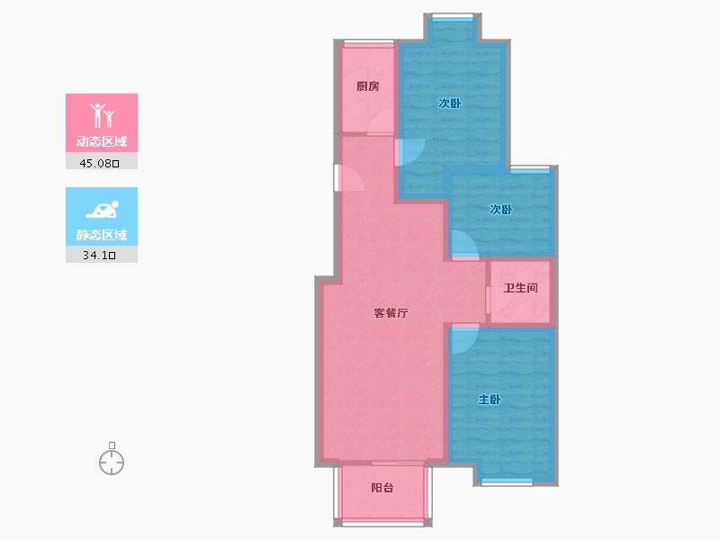 北京-北京市-天怡家园-69.86-户型库-动静分区