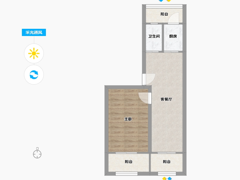 北京-北京市-东关南里-42.35-户型库-采光通风