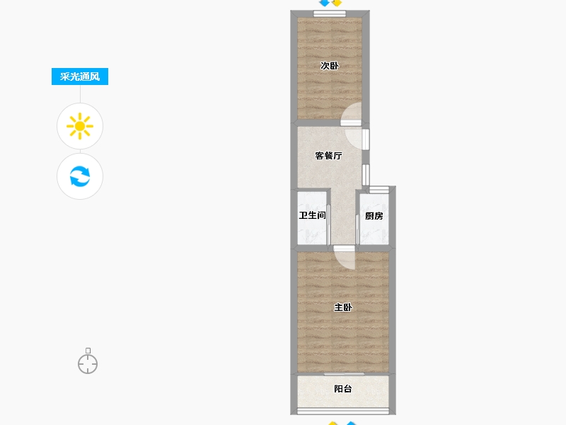 北京-北京市-展春园小区-42.70-户型库-采光通风