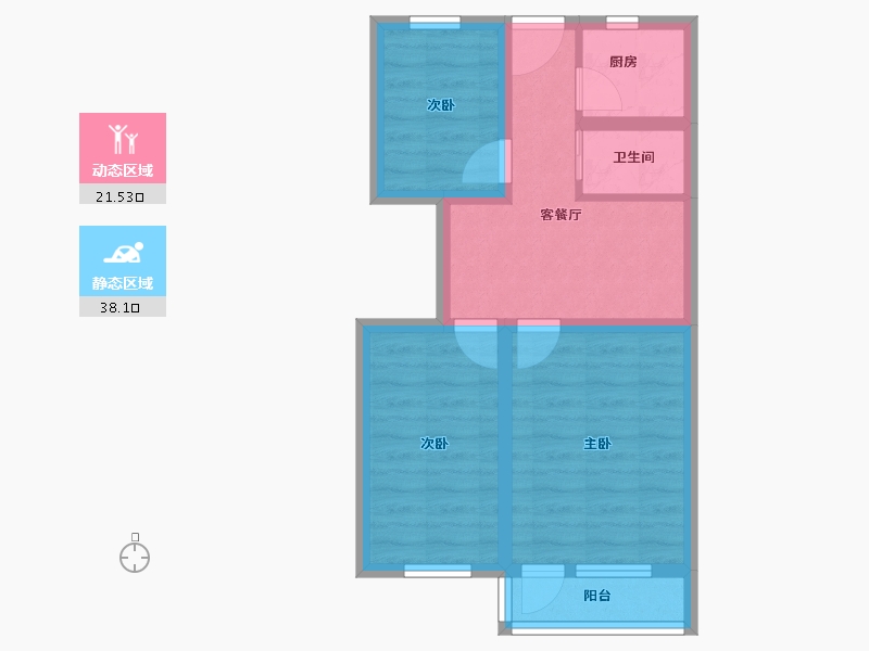 北京-北京市-青塔蔚园-51.67-户型库-动静分区