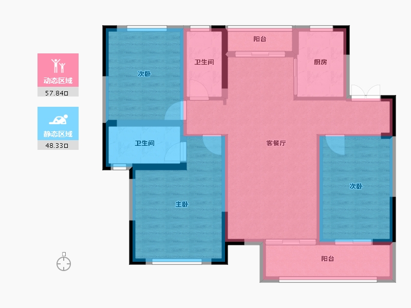 湖北省-咸宁市-裕融城-106.82-户型库-动静分区