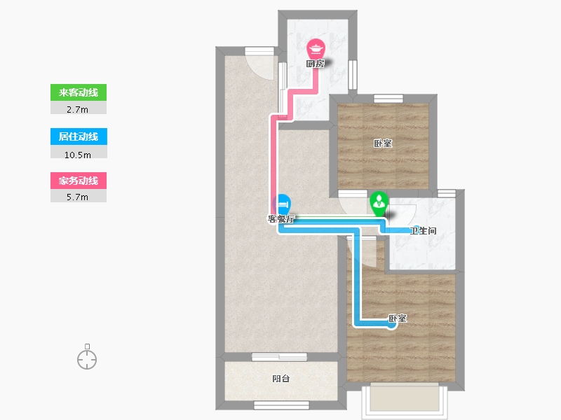 陕西省-咸阳市-融创御河宸院-60.04-户型库-动静线