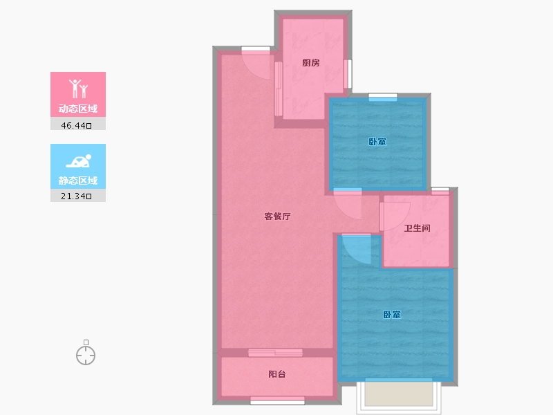 陕西省-咸阳市-融创御河宸院-60.04-户型库-动静分区