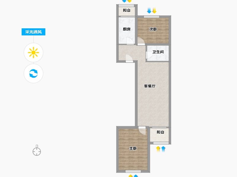 北京-北京市-龙锦苑东四区-63.02-户型库-采光通风