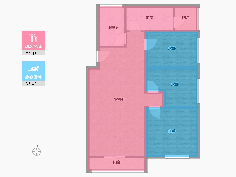 北京-北京市-建欣苑-75.75-户型库-动静分区