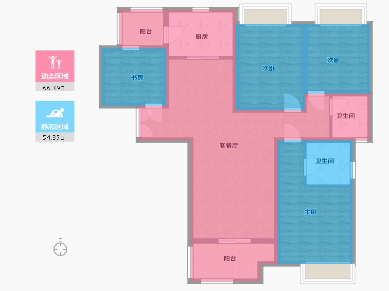 四川省-德阳市-保利中央花园A-98.83-户型库-动静分区