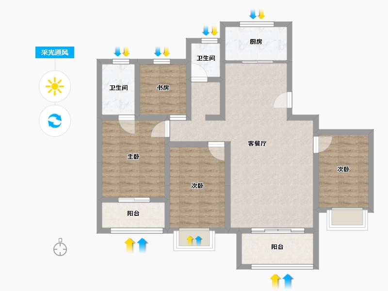 河南省-郑州市-碧水名苑-109.00-户型库-采光通风