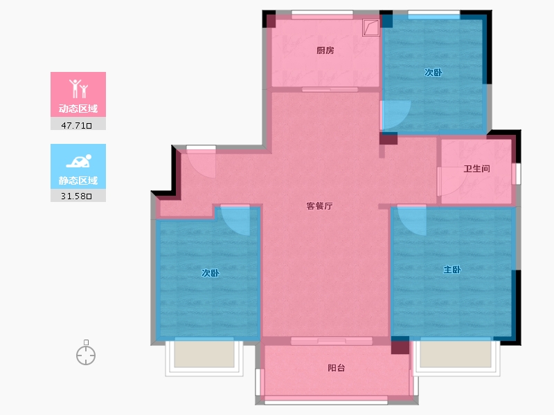 浙江省-宁波市-崇文府-71.20-户型库-动静分区