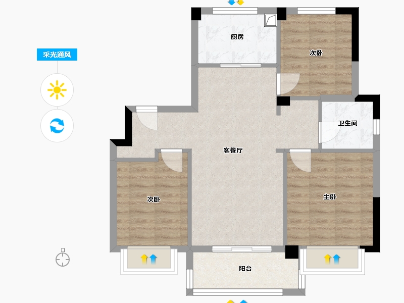 浙江省-宁波市-崇文府-71.20-户型库-采光通风