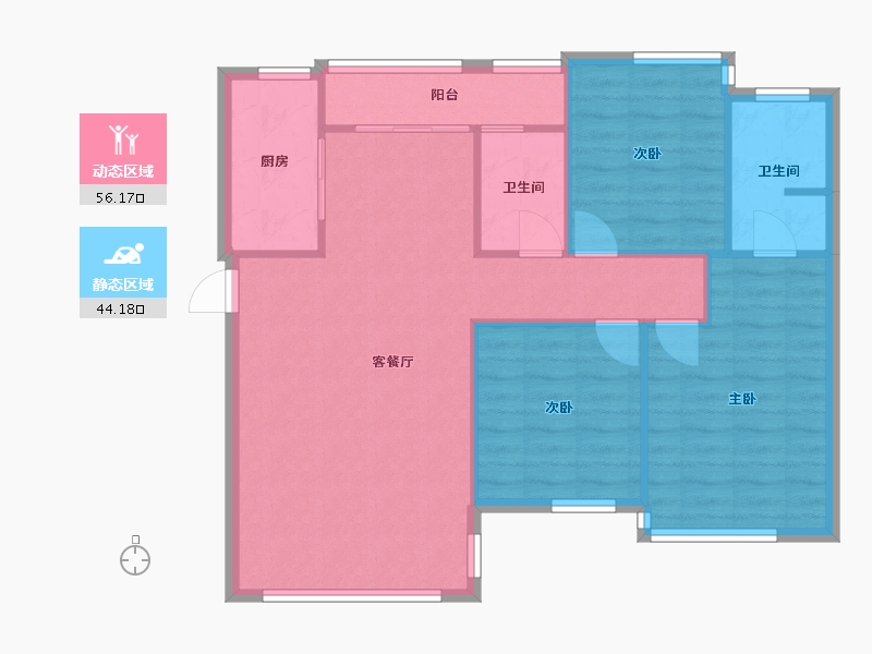 四川省-眉山市-麓湖云璟台-76.00-户型库-动静分区