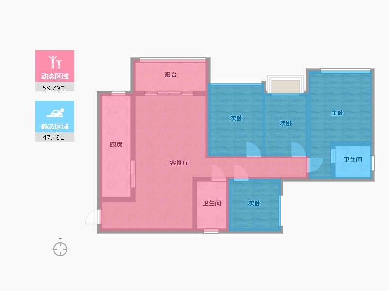 四川省-南充市-星城天樾小区-88.82-户型库-动静分区