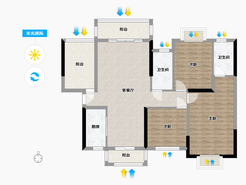 湖南省-长沙市-丽发新城-97.60-户型库-采光通风