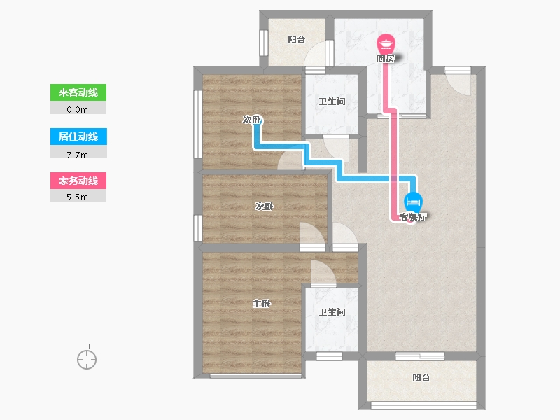 四川省-南充市-星城天樾小区-71.94-户型库-动静线