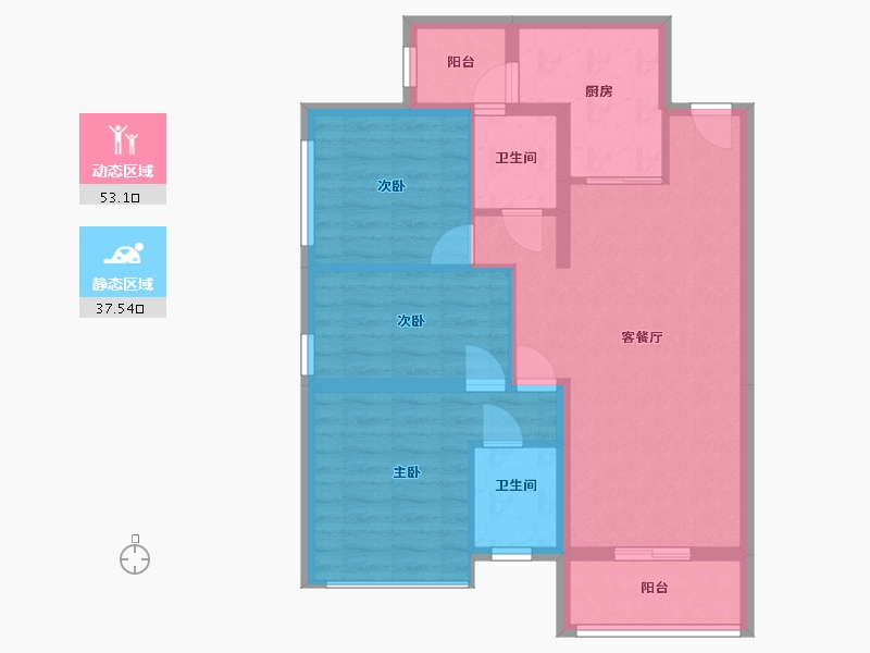 四川省-南充市-星城天樾小区-71.94-户型库-动静分区