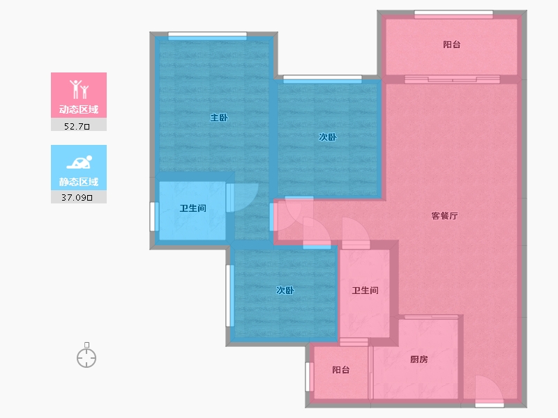 四川省-南充市-星城天樾小区-75.74-户型库-动静分区