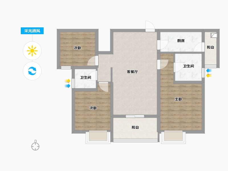 陕西省-渭南市-原融 同湖水岸-86.40-户型库-采光通风