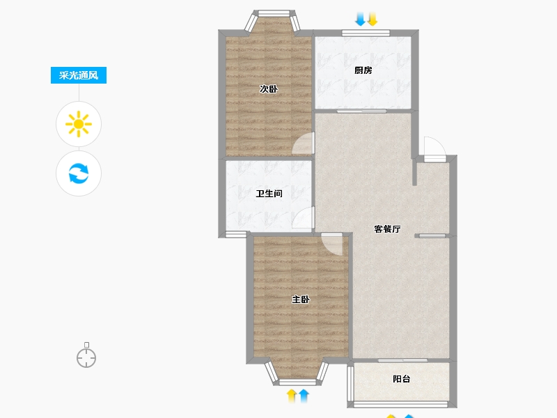 江苏省-苏州市-湖滨花园-80.39-户型库-采光通风