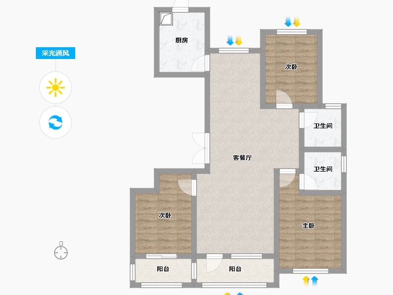 河北省-邢台市-弘启名城-98.00-户型库-采光通风