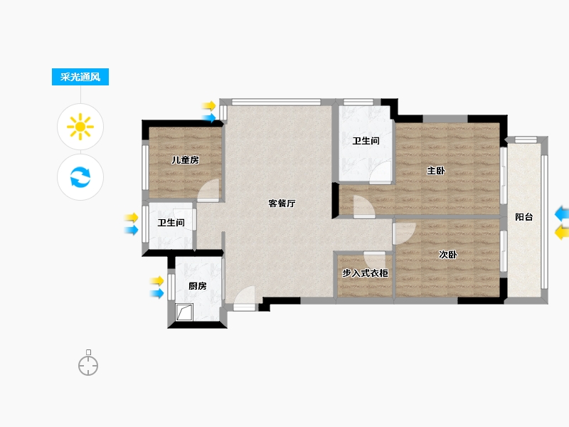 浙江省-金华市-稠州府-111.00-户型库-采光通风