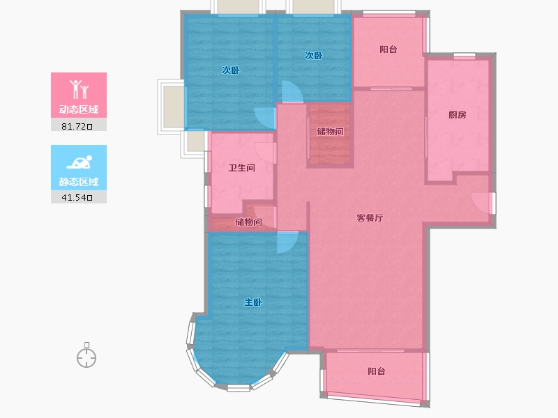 江苏省-南通市-中南世纪城-116.73-户型库-动静分区