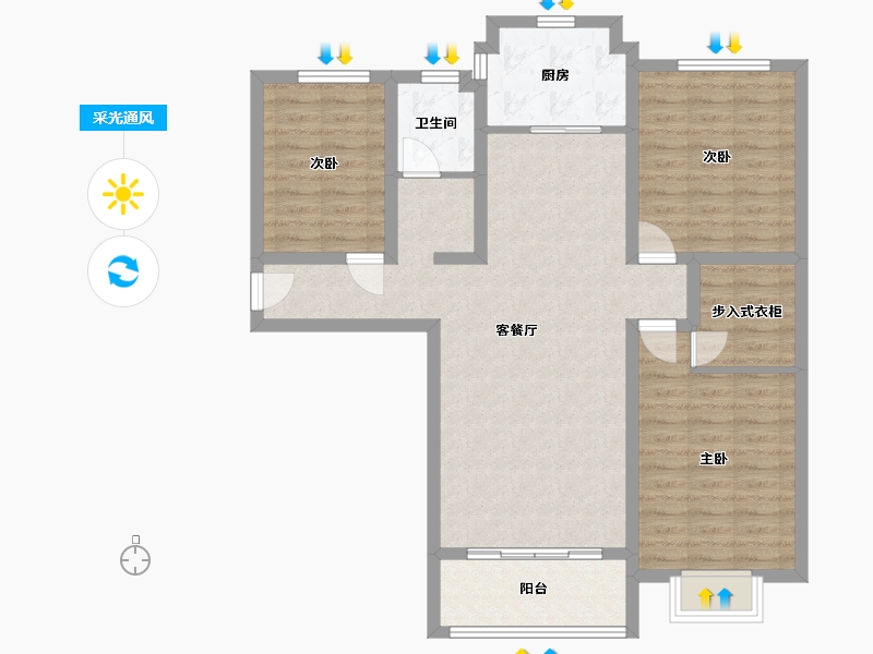 河南省-信阳市-金诚世纪花园-104.80-户型库-采光通风