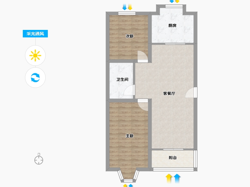 北京-北京市-碧波园-68.52-户型库-采光通风