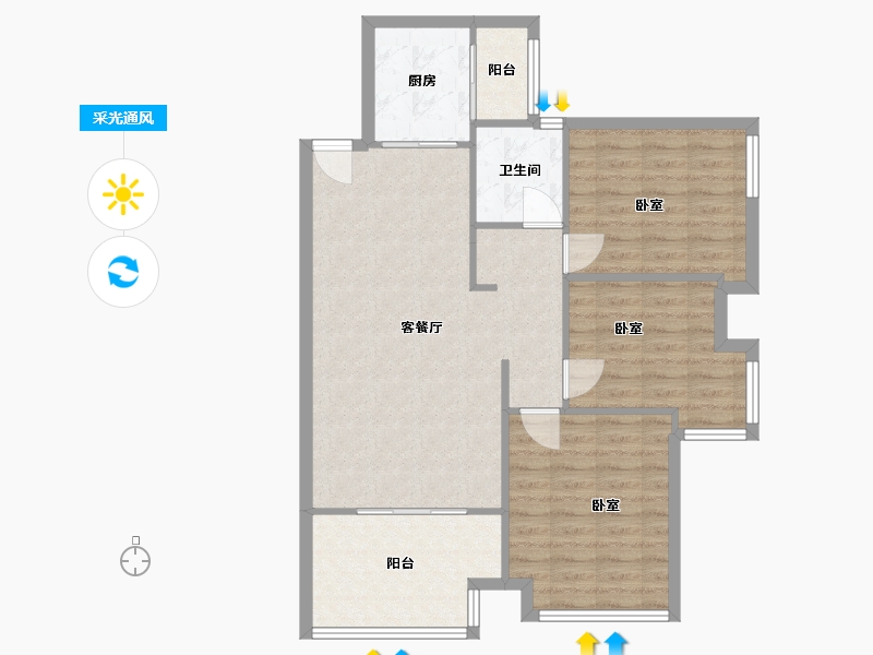 广西壮族自治区-桂林市-众阳华城-91.00-户型库-采光通风