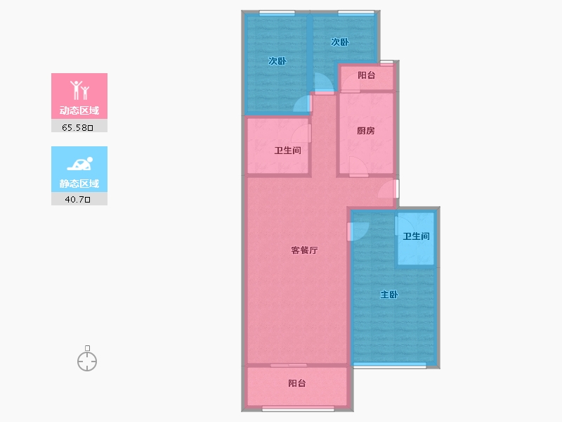 北京-北京市-龙腾苑六区-95.04-户型库-动静分区