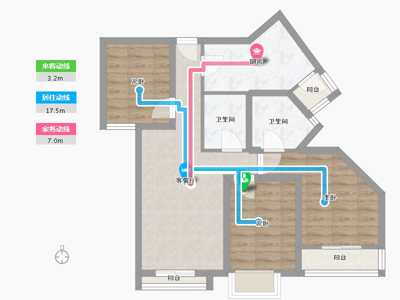 北京-北京市-垡头翠成馨园-65.82-户型库-动静线