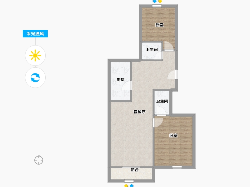 北京-北京市-望春园-67.88-户型库-采光通风
