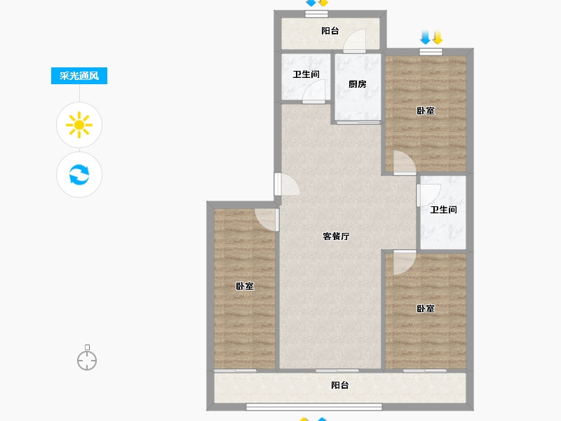 北京-北京市-东关南里-93.87-户型库-采光通风