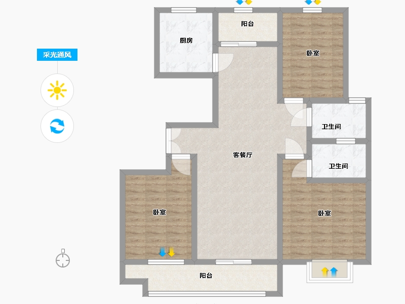 山东省-聊城市-翰林院-105.00-户型库-采光通风