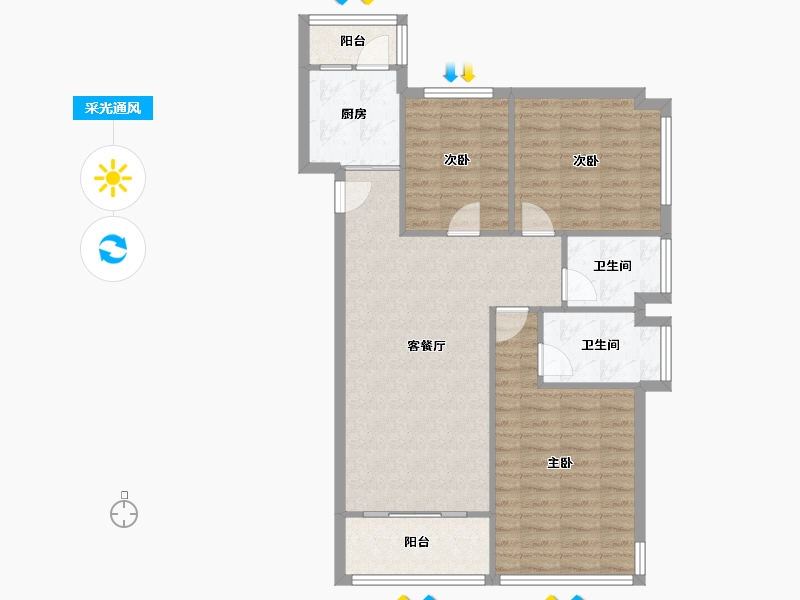 广东省-珠海市-中珠上郡花园-三期-78.90-户型库-采光通风