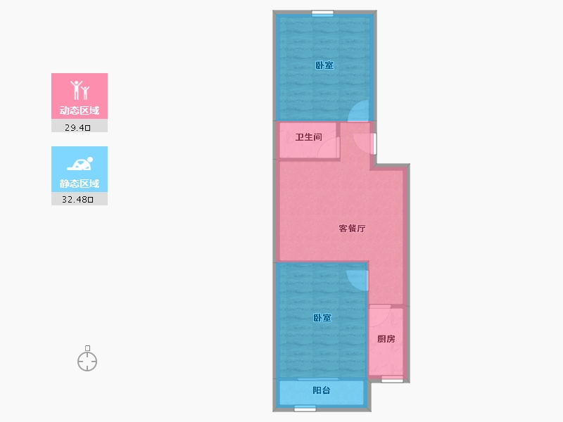 北京-北京市-慧华苑-55.79-户型库-动静分区