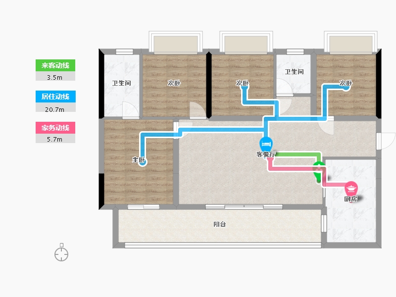 贵州省-贵阳市-玫瑰园-104.00-户型库-动静线