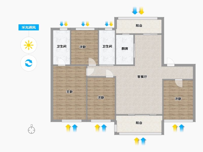 安徽省-马鞍山市-碧桂园-115.34-户型库-采光通风