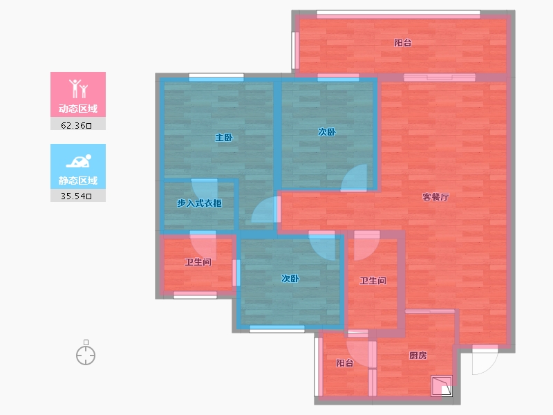 四川省-宜宾市-北辰天骄-85.73-户型库-动静分区