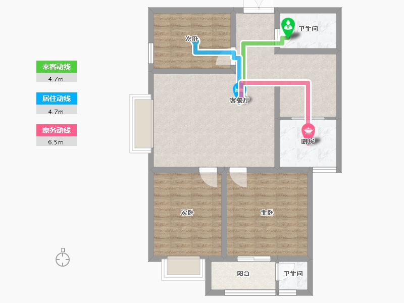 陕西省-渭南市-水岸名居-86.25-户型库-动静线