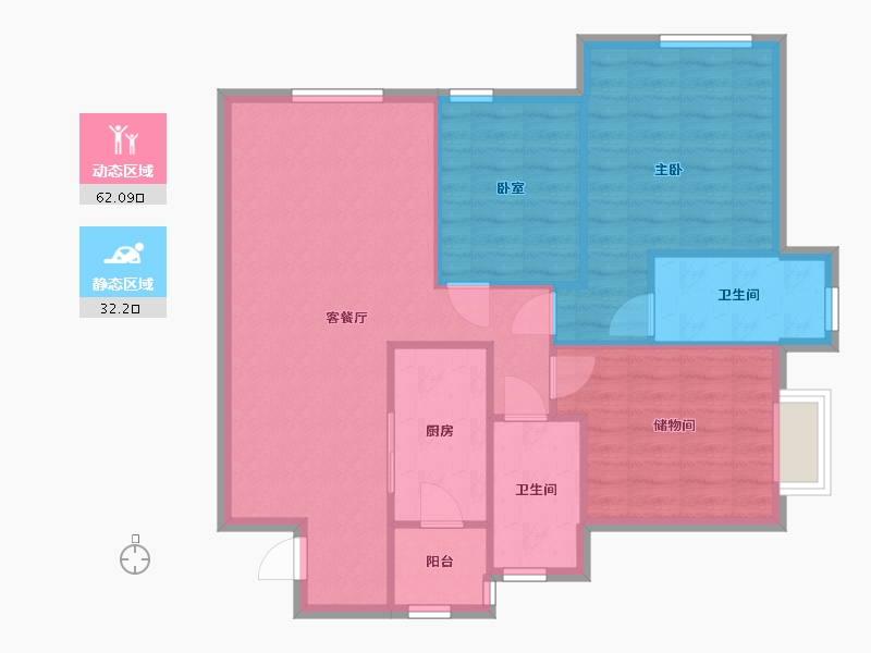 四川省-成都市-龙城国际-84.90-户型库-动静分区