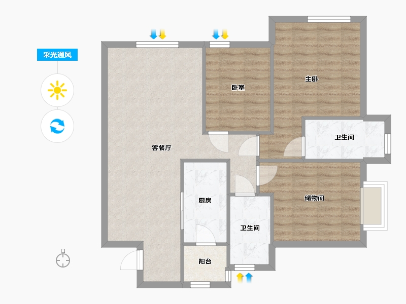 四川省-成都市-龙城国际-84.90-户型库-采光通风