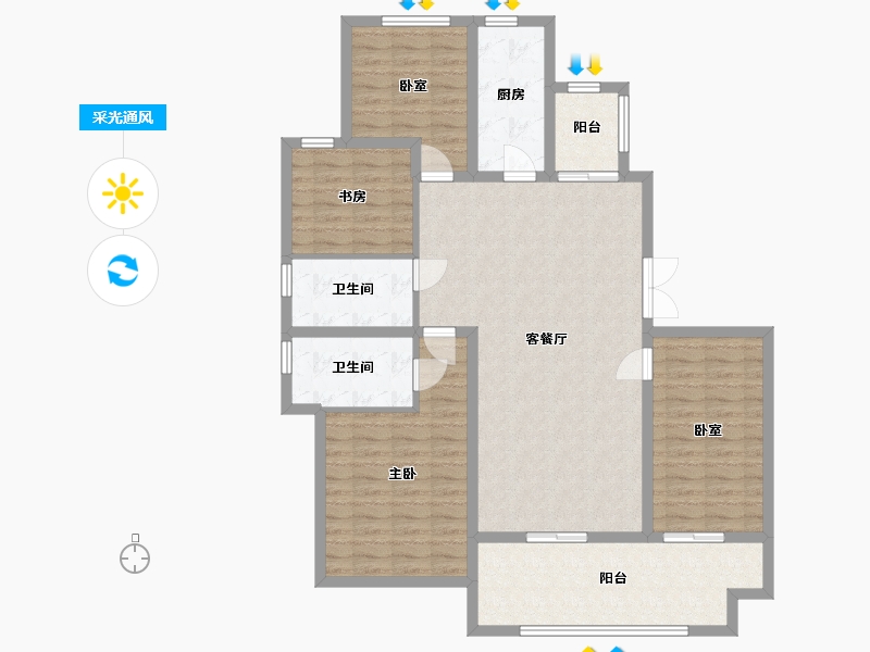 安徽省-黄山市-惠仁心苑-120.00-户型库-采光通风