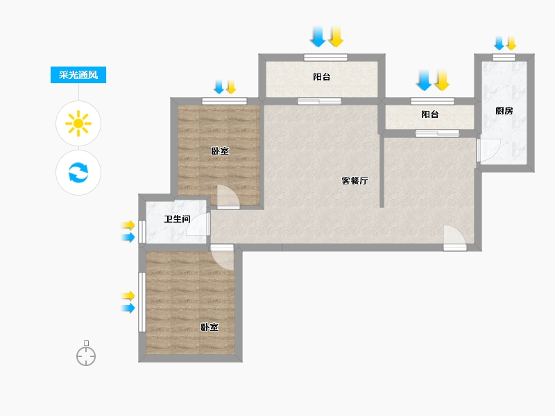 湖南省-岳阳市-世纪豪庭-85.91-户型库-采光通风