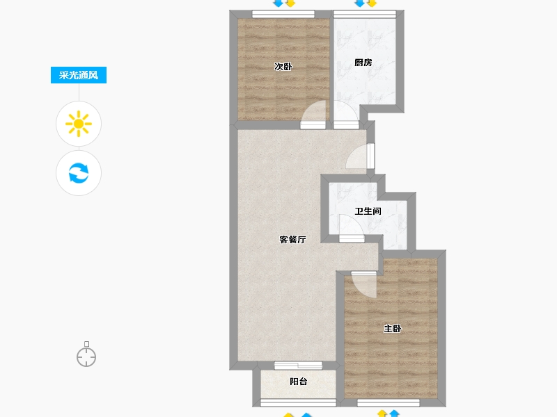 北京-北京市-南海家园一里-58.49-户型库-采光通风
